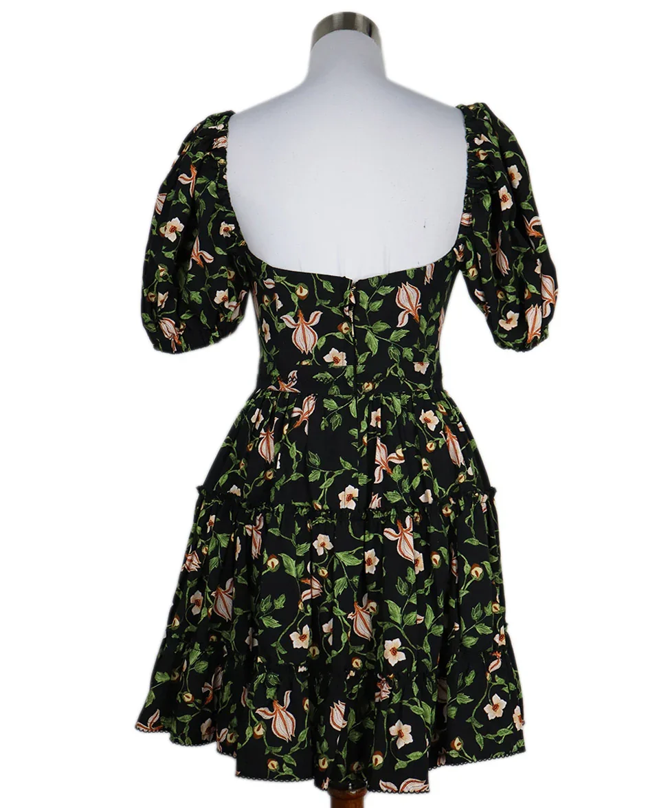 Agua Bendita Black & Multi Floral Print Dress sz 2 - Image 3