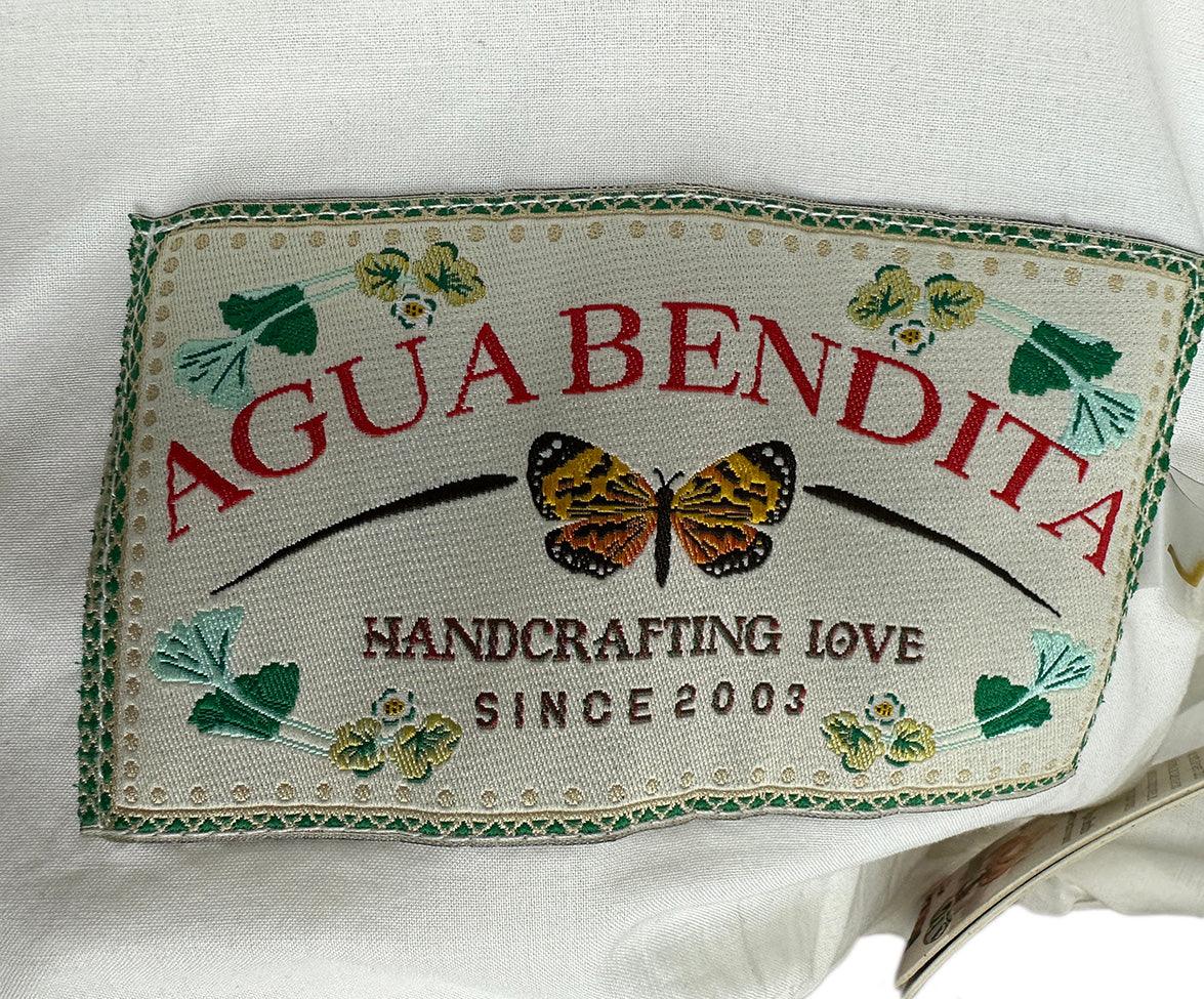 Agua Bendita White Yellow & Green Floral Print Linen Dress sz 10 - Image 4