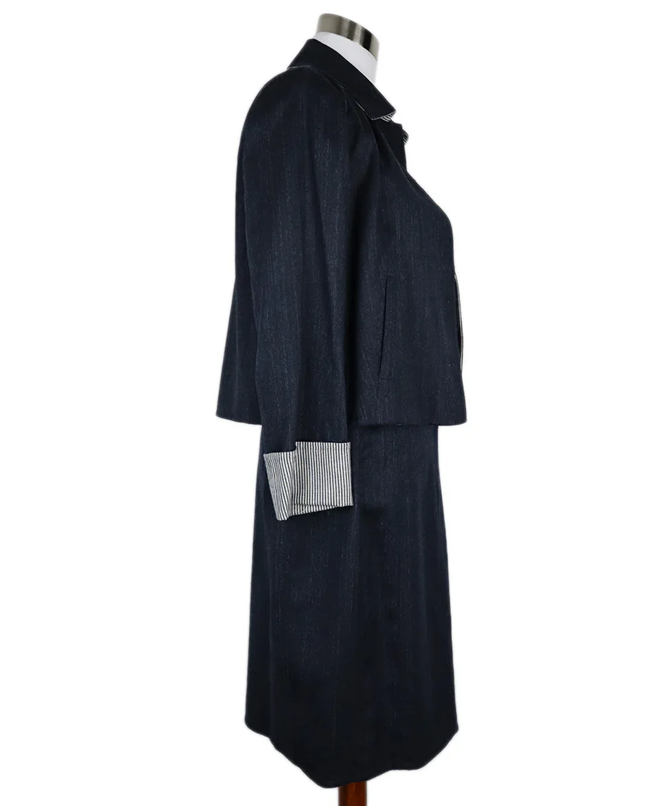 Akris Denim Striped Dress Set sz 8 - Image 3