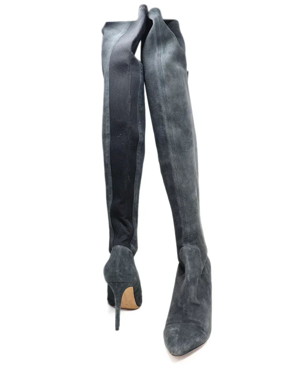 Alexandre Birman Grey Charcoal Suede Black Elastic Boots sz 9 - Image 3