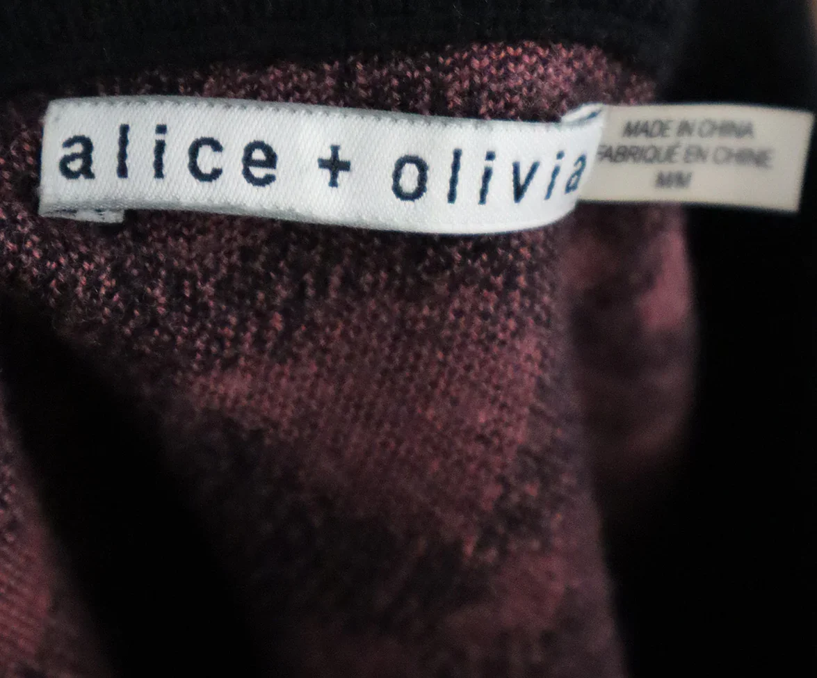 Alice + Olivia Black & Pink Leopard Print Wool Sweater sz 6 - Image 4