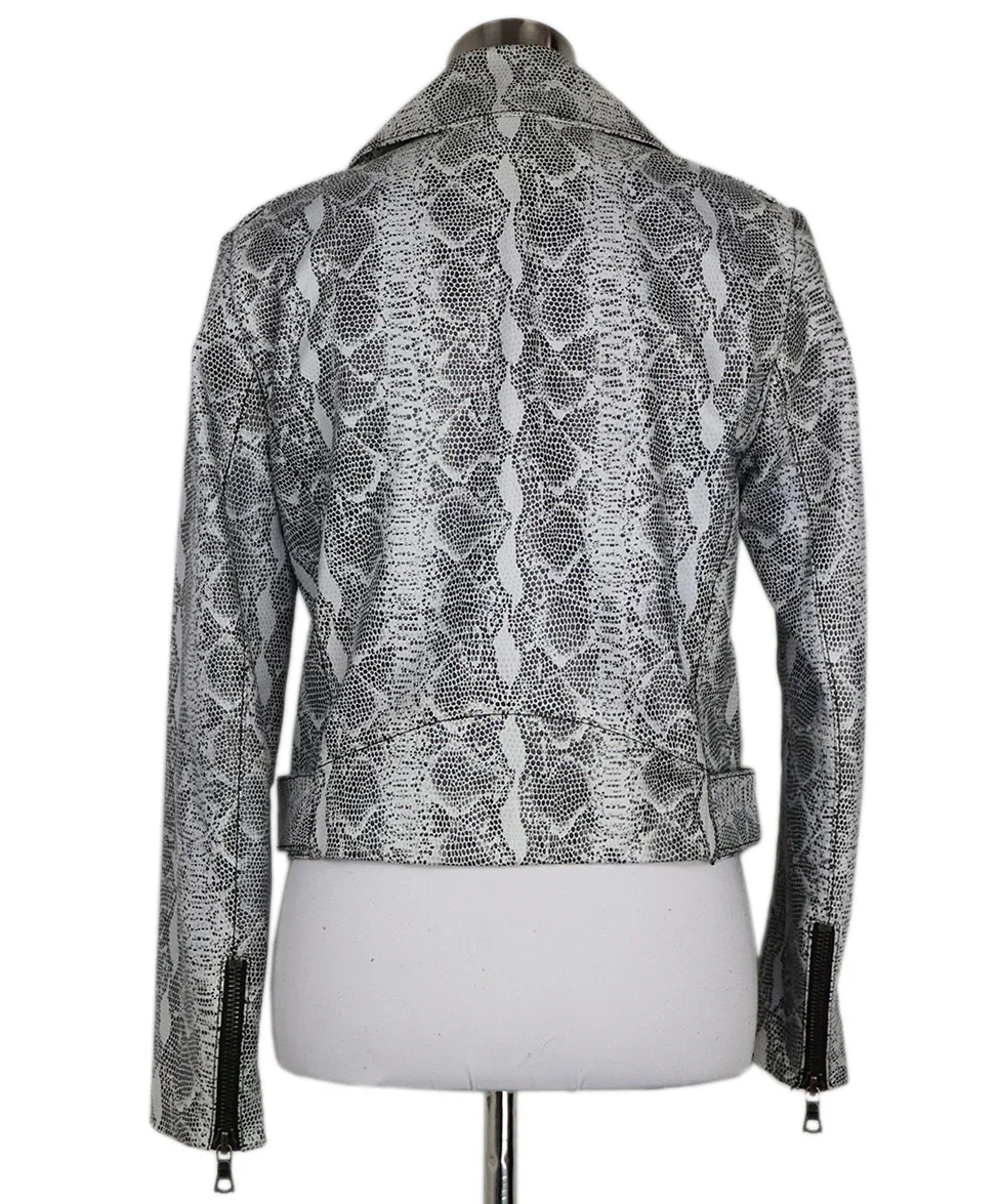 Alice + Olivia B&W Snake Print Leather Jacket sz 8 - Image 3