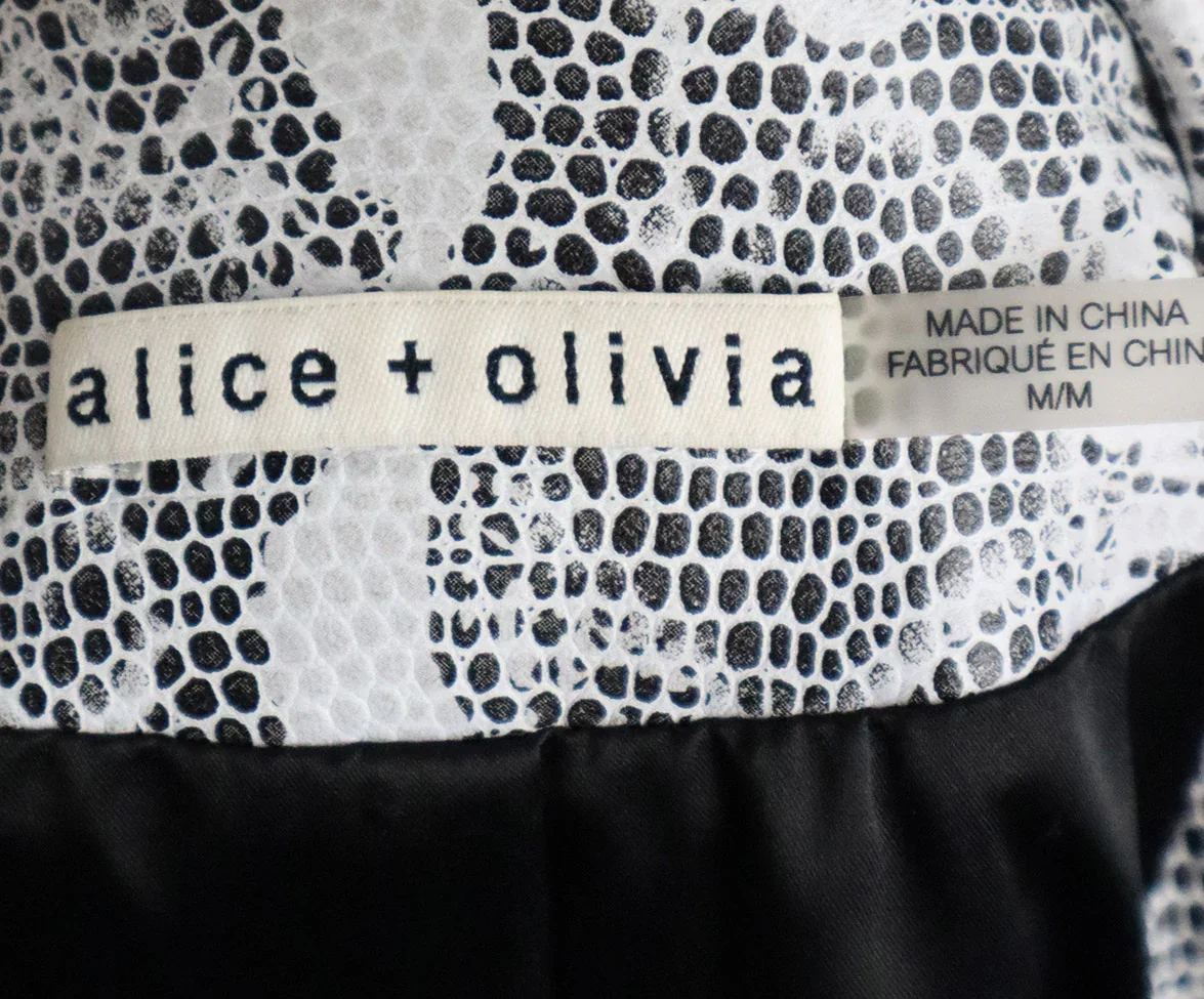 Alice + Olivia B&W Snake Print Leather Jacket sz 8 - Image 4