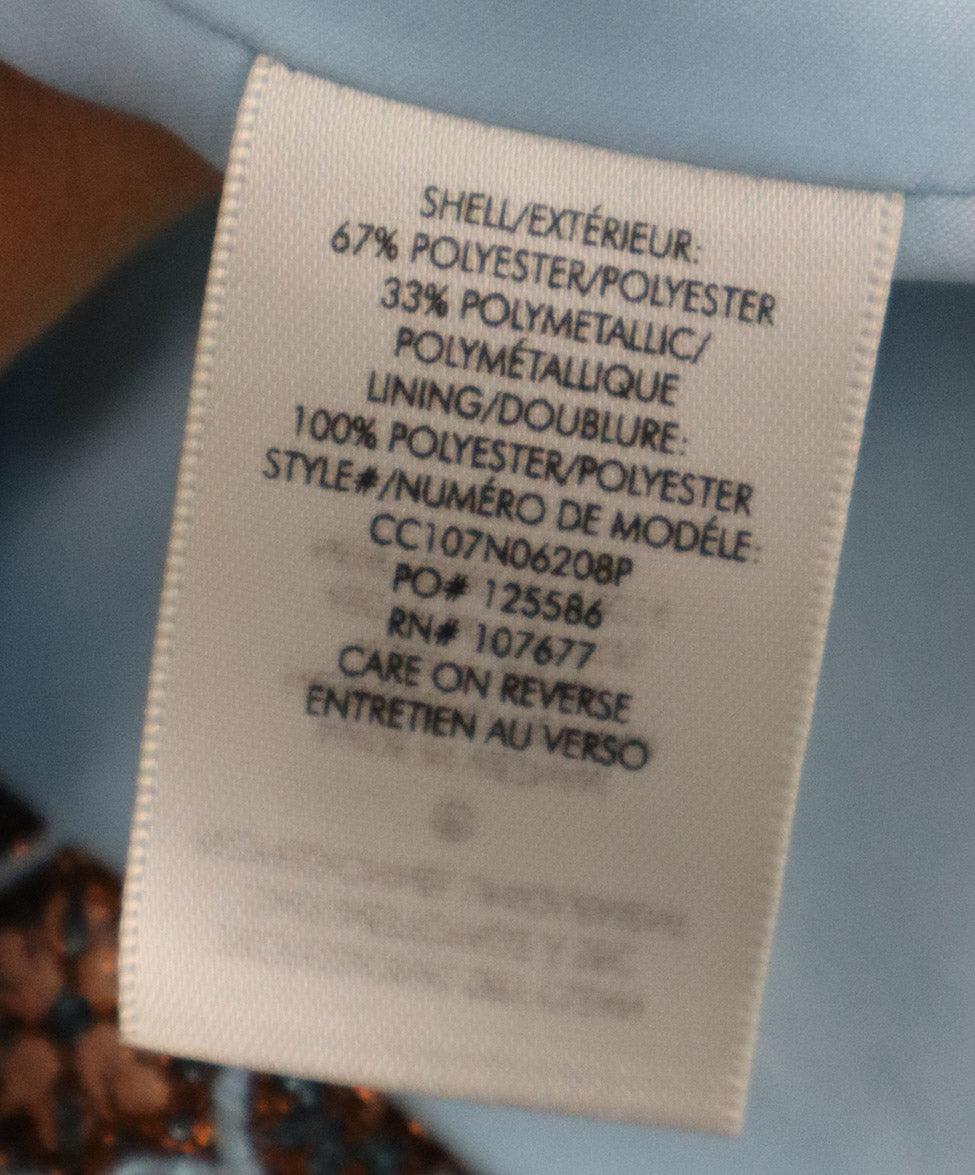 Alice + Olivia Metallic Copper & Blue Print Blazer sz 8 - Image 5