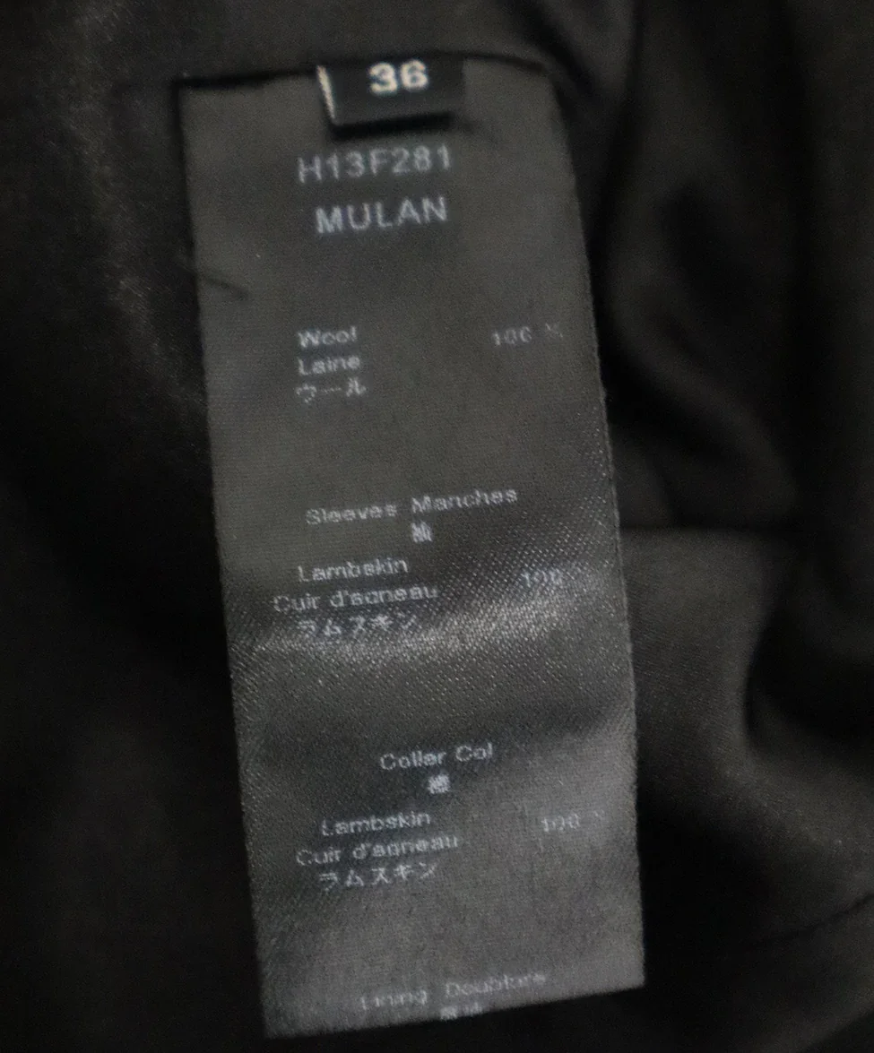 Anne Fontaine Black Leather Wool Jacket sz 0 - Image 4