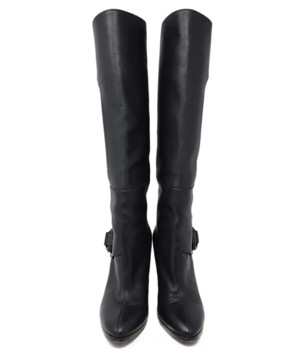 Balenciaga Black Leather Buckle Wedge Boots sz 9 - Image 4