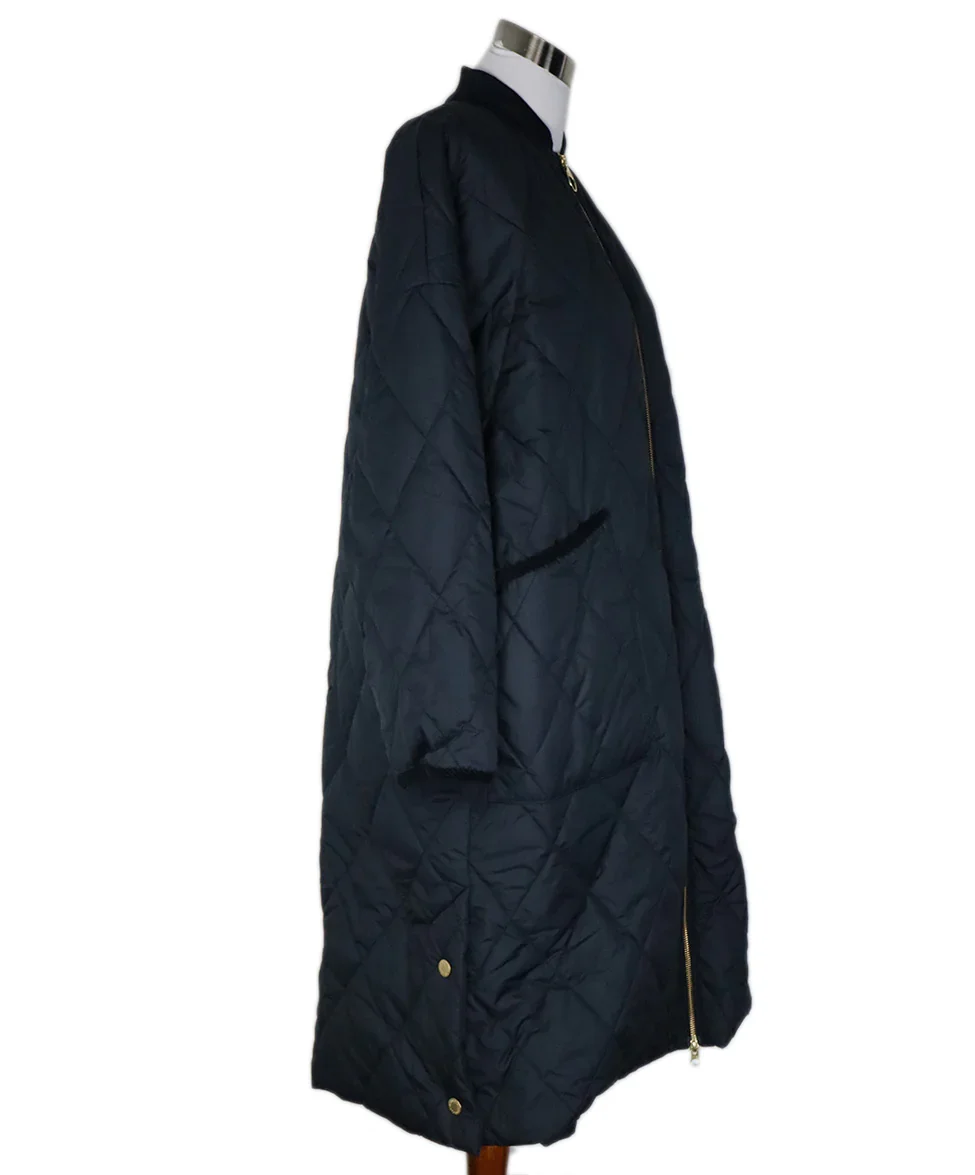 Barbour Navy Quilted Nylon Coat sz 10 - Image 2