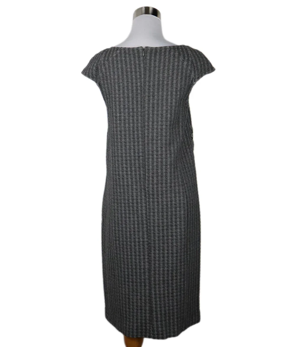 Blumarine Grey Wool Floral Embroidery Dress sz 2 - Image 3