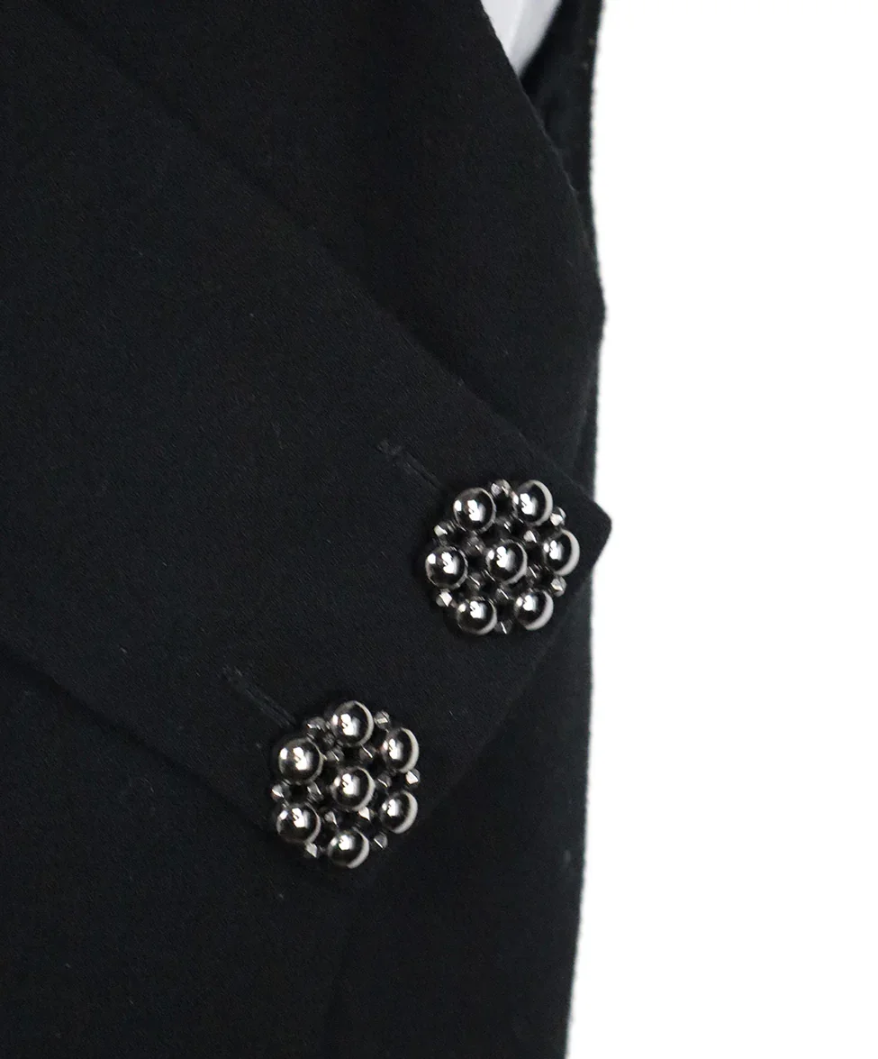 Bottega Veneta Black Wool & Silver Button Dress sz 6 - Image 5