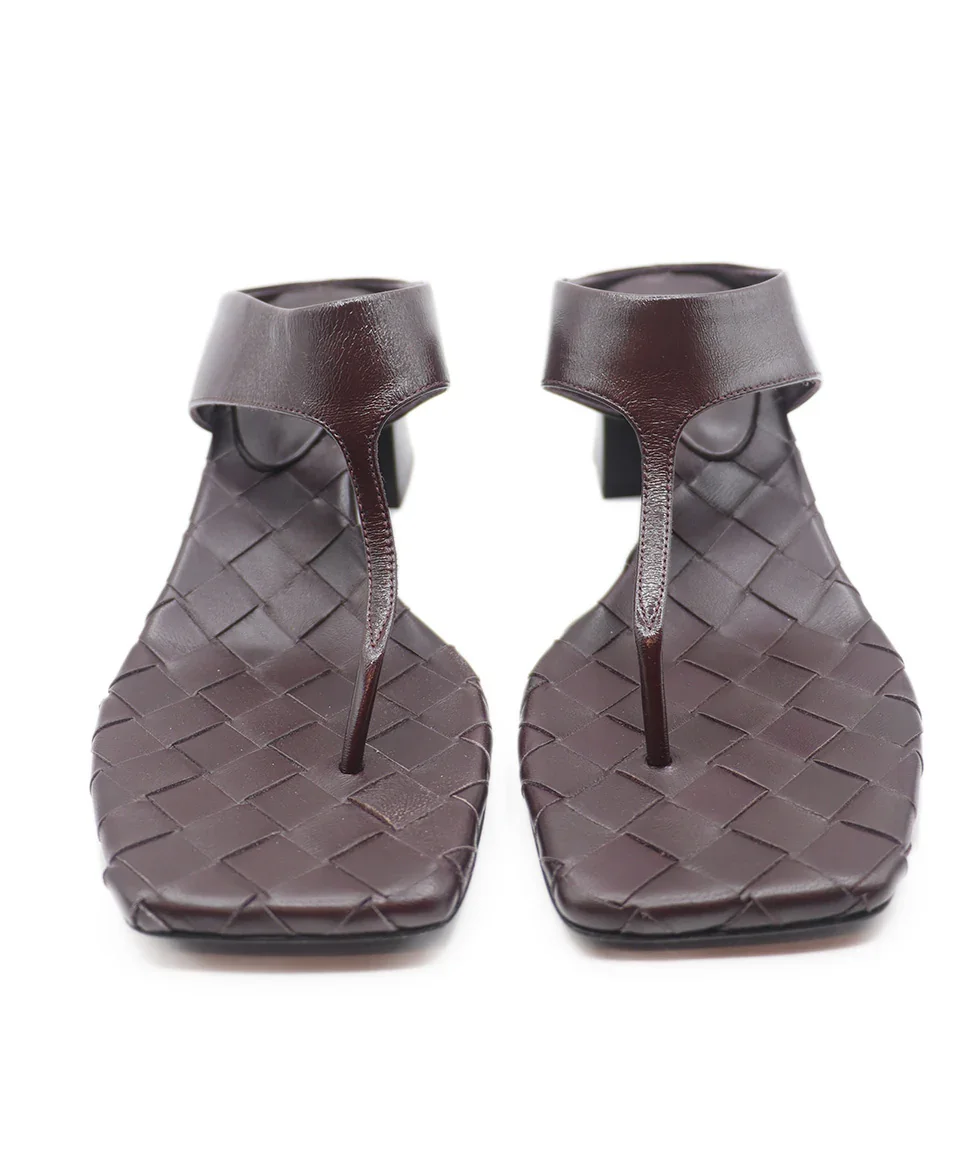 Bottega Veneta Brown Woven Leather Sandals Sz. 85 - Image 4
