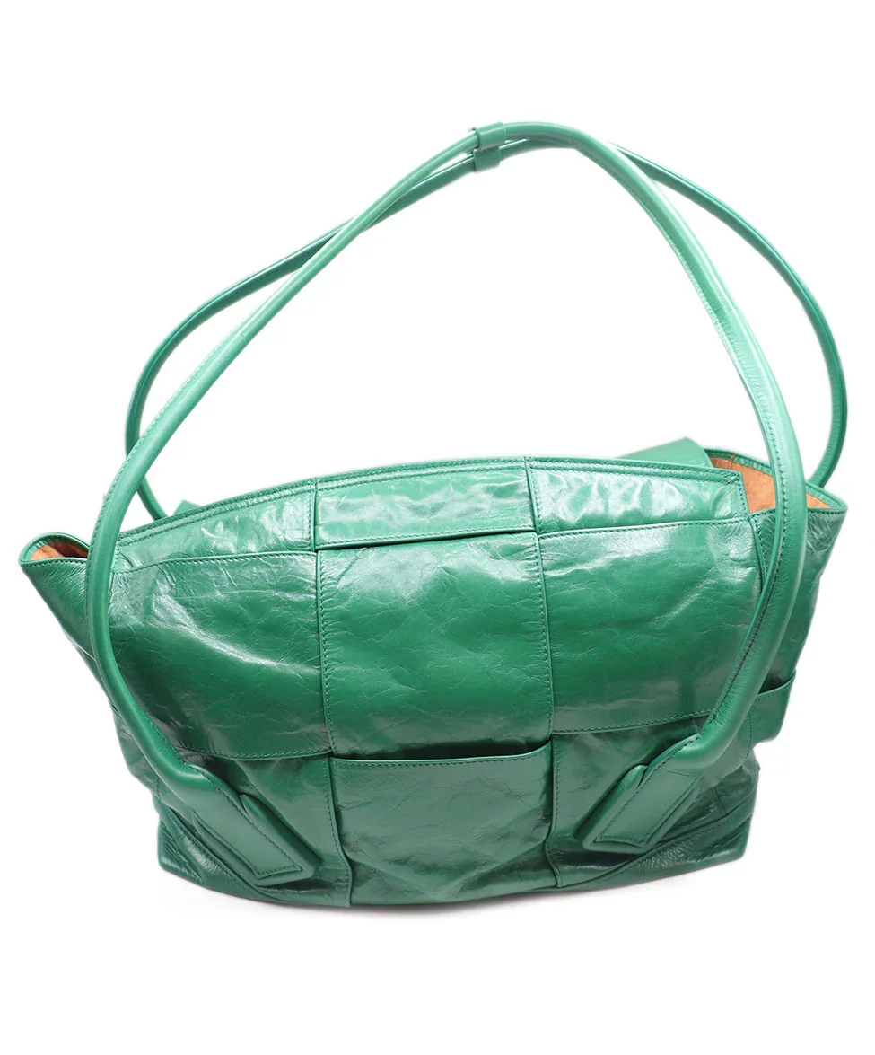 Bottega Veneta Green Leather Tote - Image 3