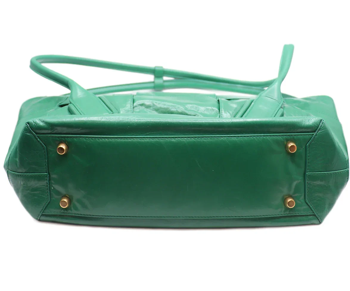 Bottega Veneta Green Leather Tote - Image 4