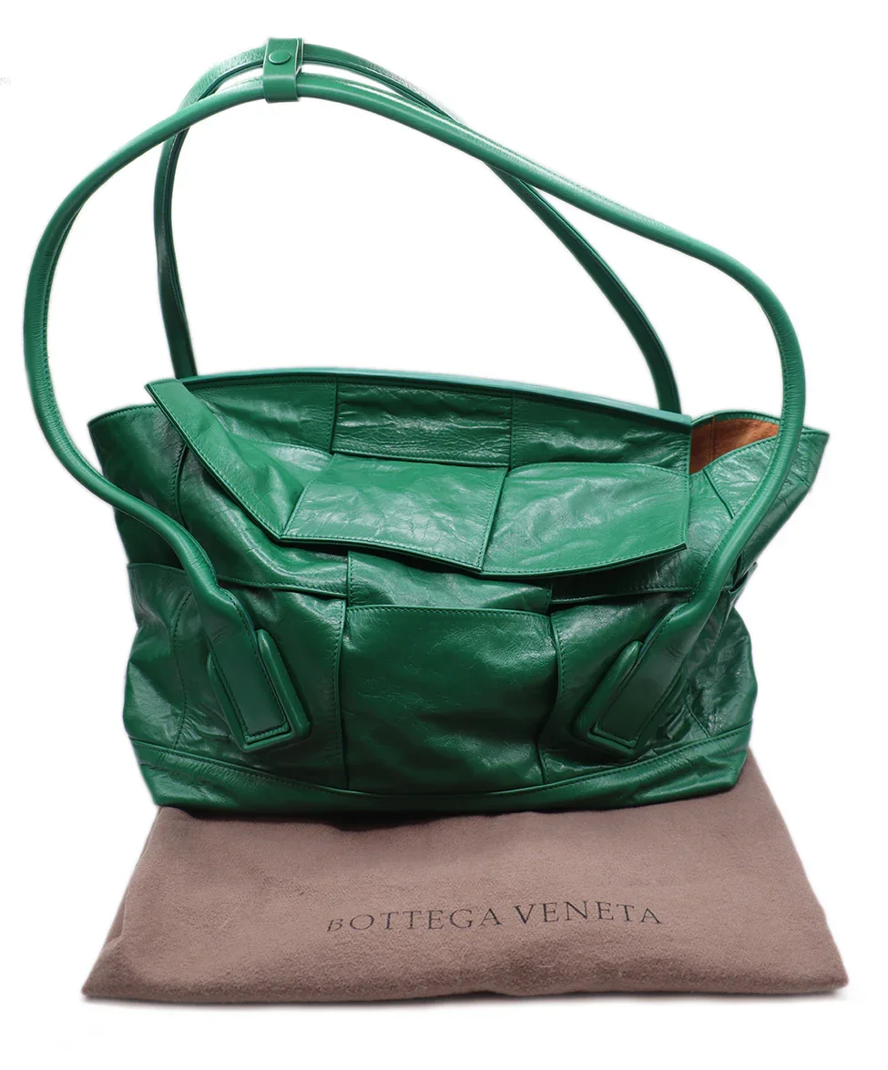 Bottega Veneta Green Leather Tote - Image 6