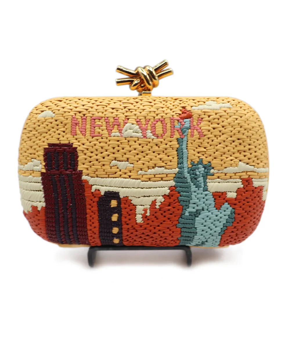 Bottega Veneta Yellow Leather Woven Print Clutch - Image 4