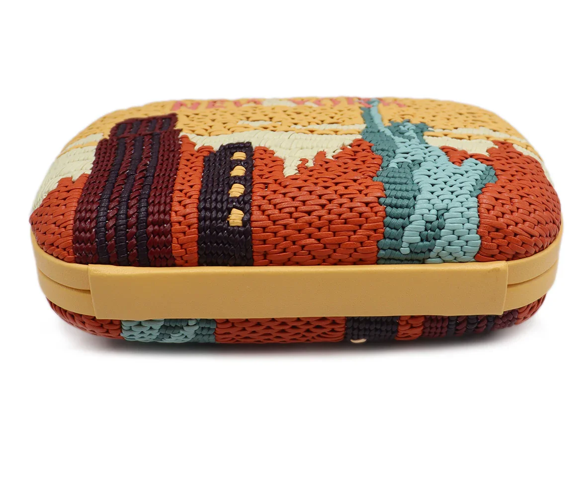 Bottega Veneta Yellow Leather Woven Print Clutch - Image 5