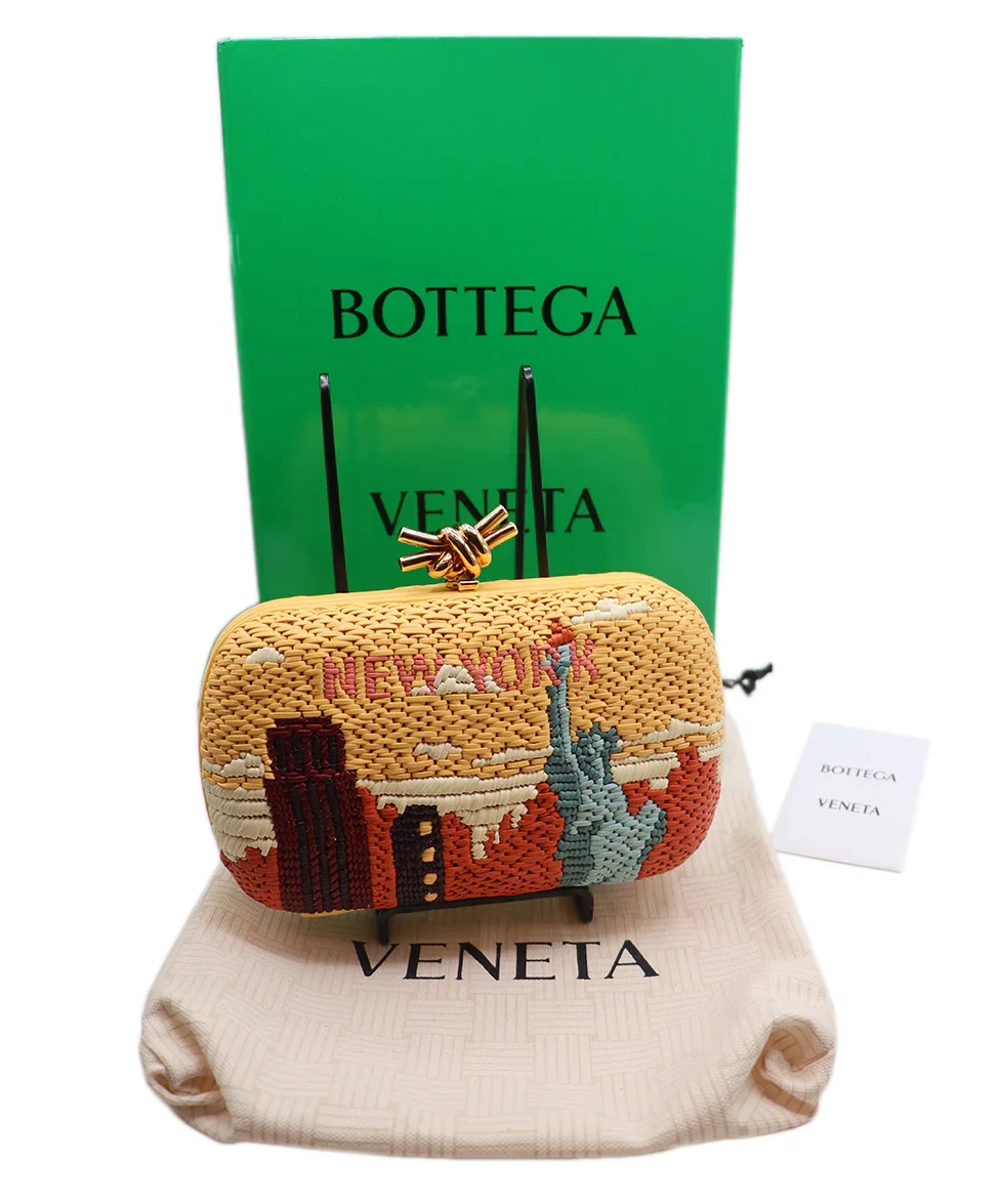 Bottega Veneta Yellow Leather Woven Print Clutch - Image 7