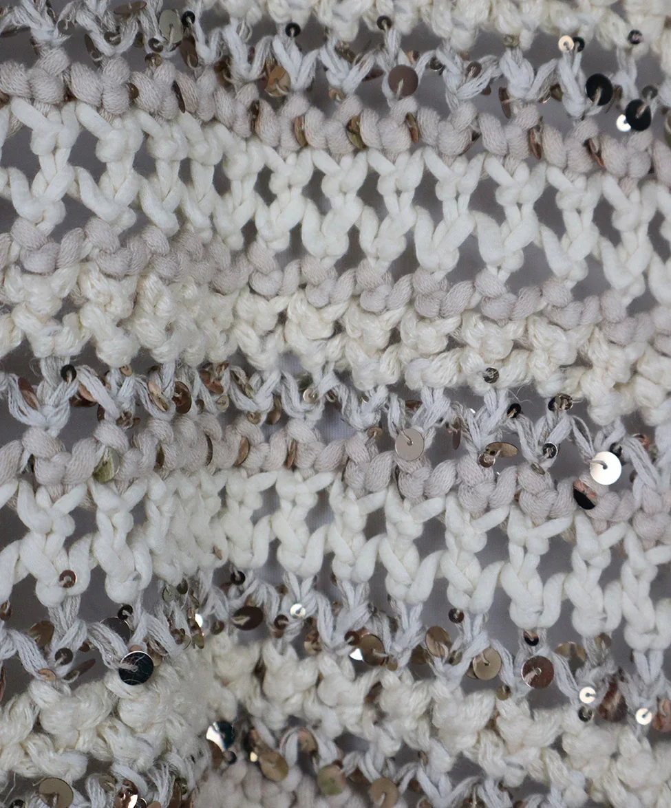 Brunello Cucinelli Beige Cotton Gold Sequin Sweater sz 14 - Image 7