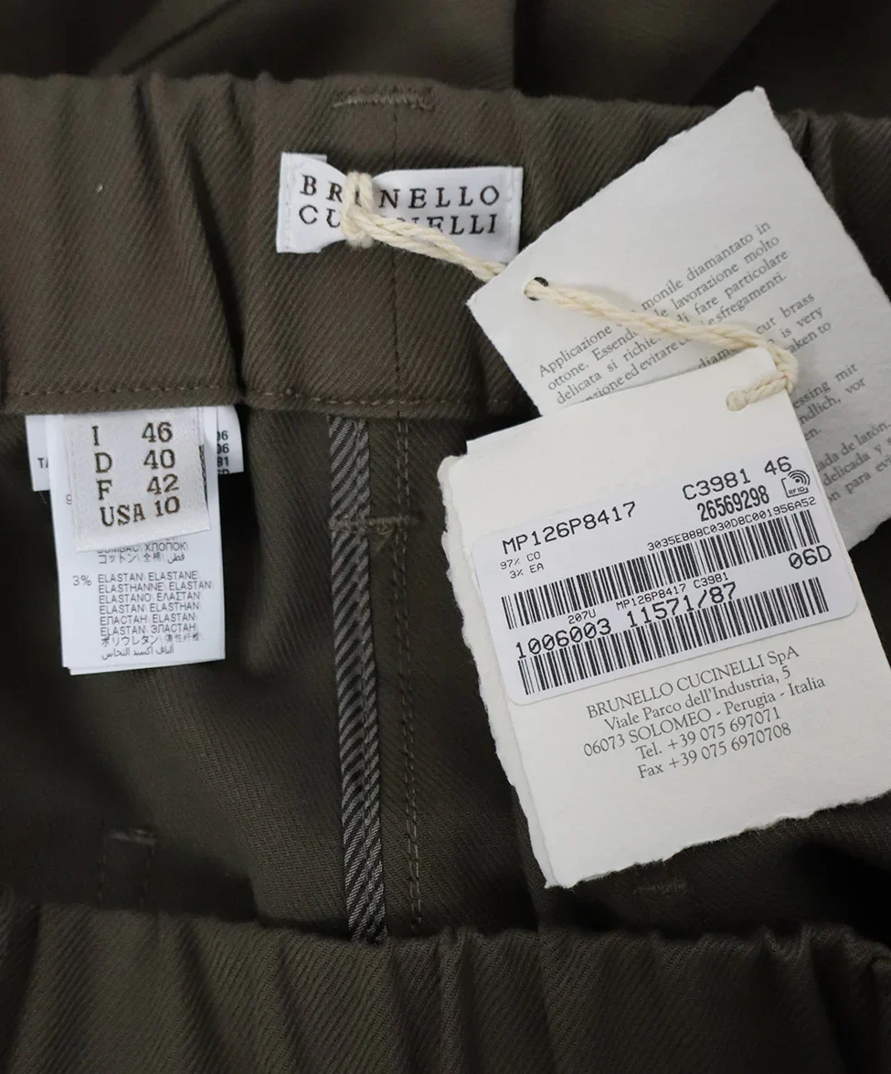 Brunello Cucinelli Beige Cotton Pants sz 10 - Image 7