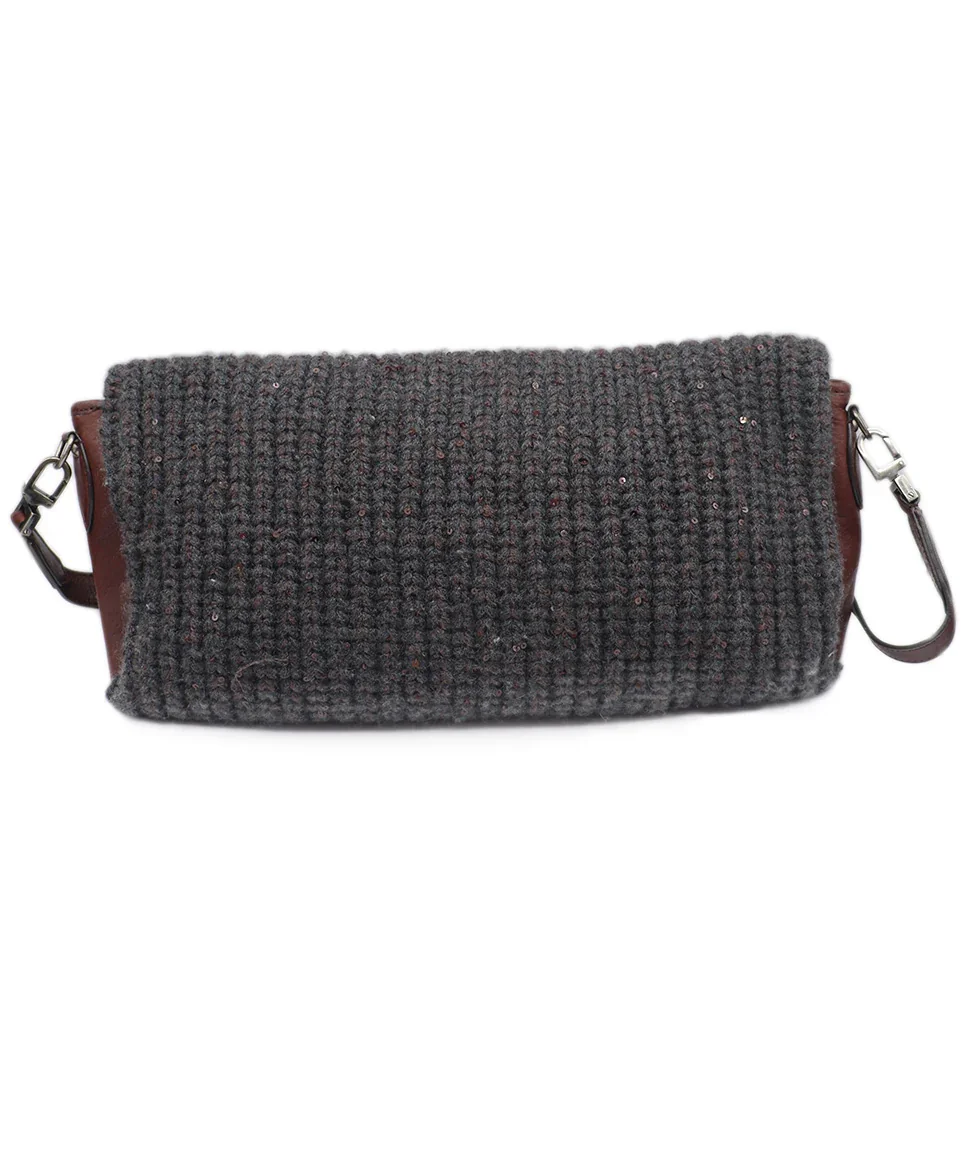 Brunello Cucinelli Brown & Grey Wool Handbag - Image 3
