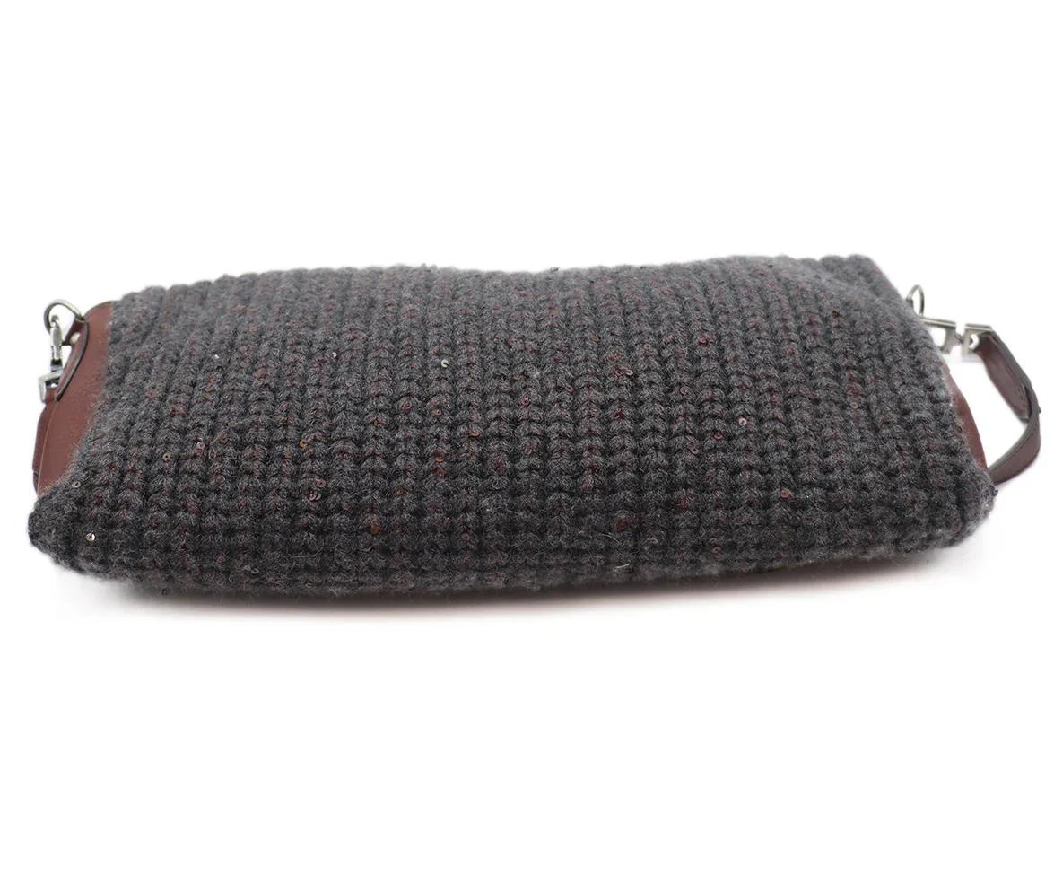 Brunello Cucinelli Brown & Grey Wool Handbag - Image 4