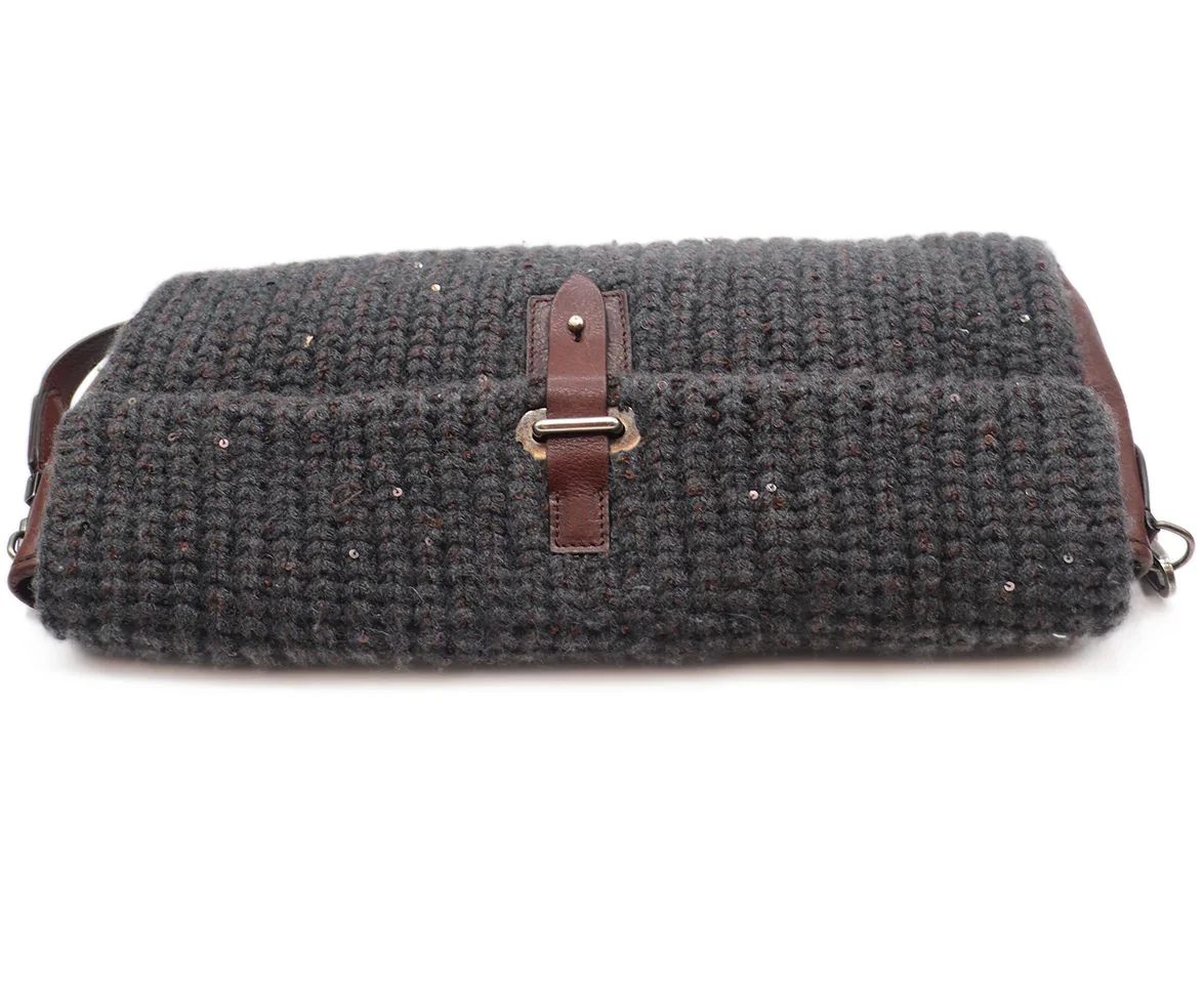 Brunello Cucinelli Brown & Grey Wool Handbag - Image 5