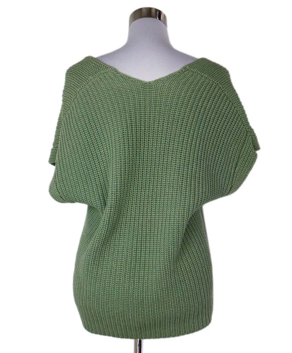 Brunello Cucinelli Green Knit Shortsleeve Sweater sz 6 - Image 3