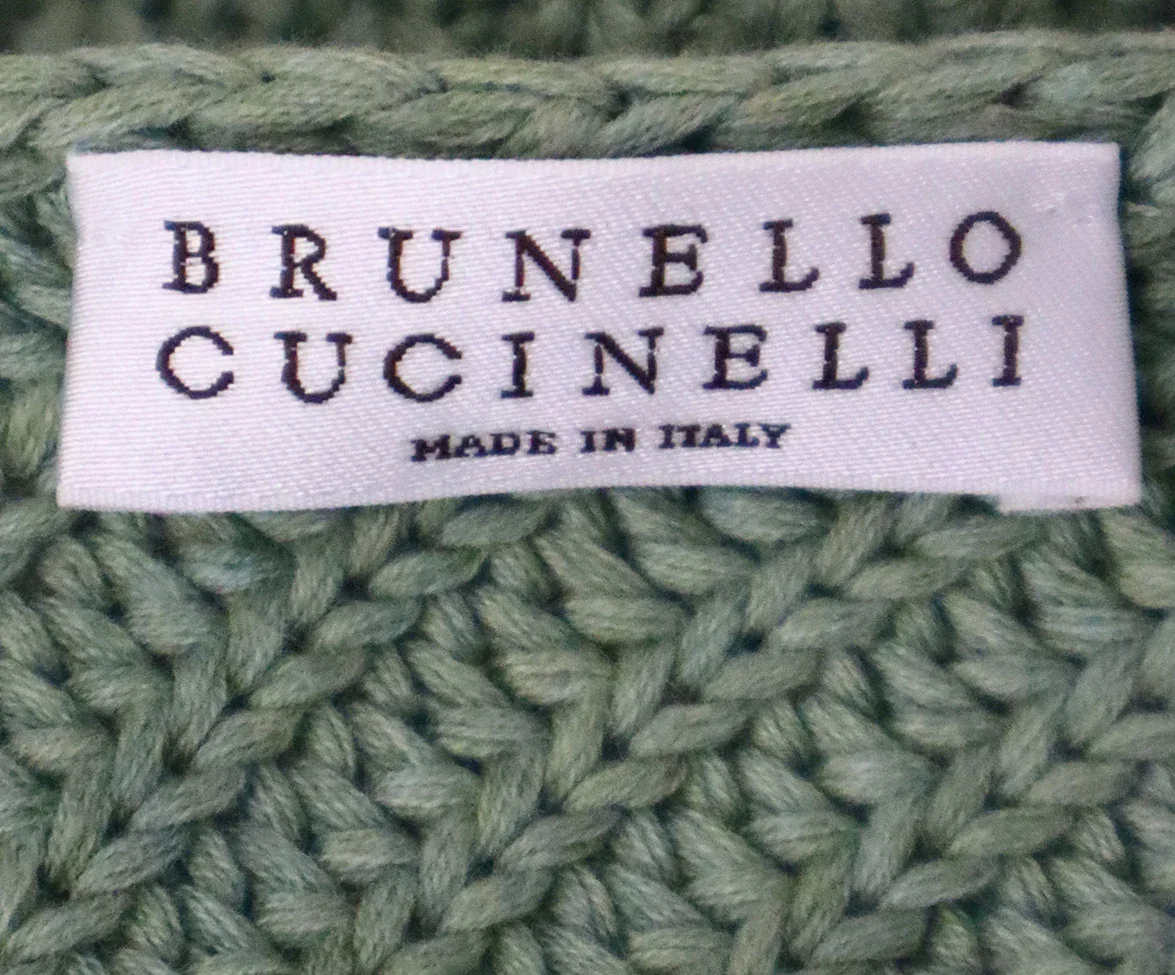 Brunello Cucinelli Green Knit Shortsleeve Sweater sz 6 - Image 4