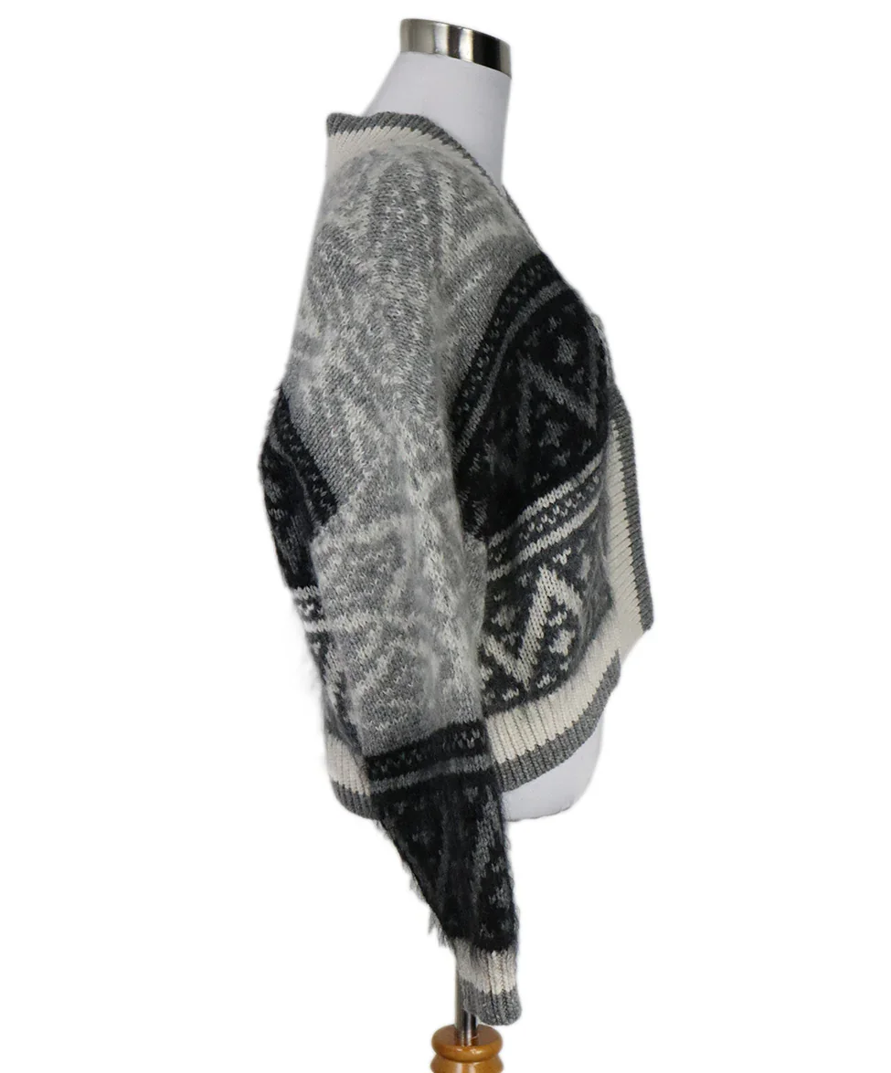Brunello Cucinelli Grey & Black Cashmere Cardigan sz 4 - Image 2