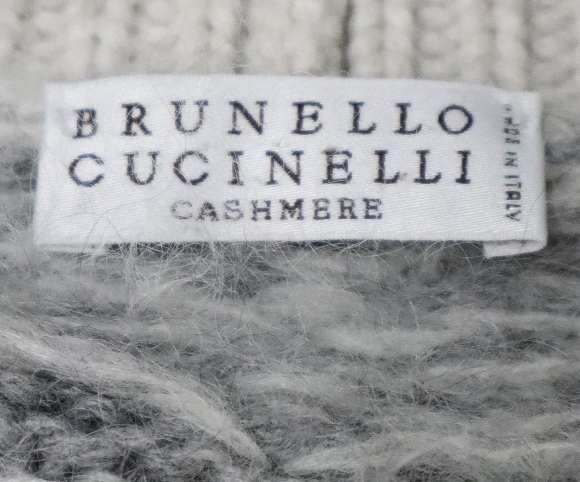 Brunello Cucinelli Grey & Black Cashmere Cardigan sz 4 - Image 4