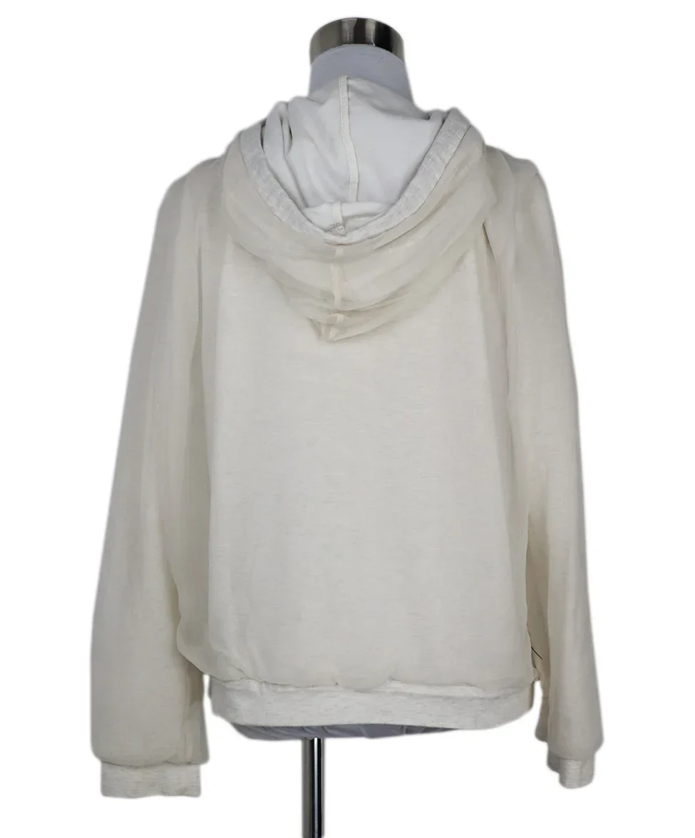 Brunello Cucinelli Ivory Cotton & Silk Hoodie sz 2 - Image 3