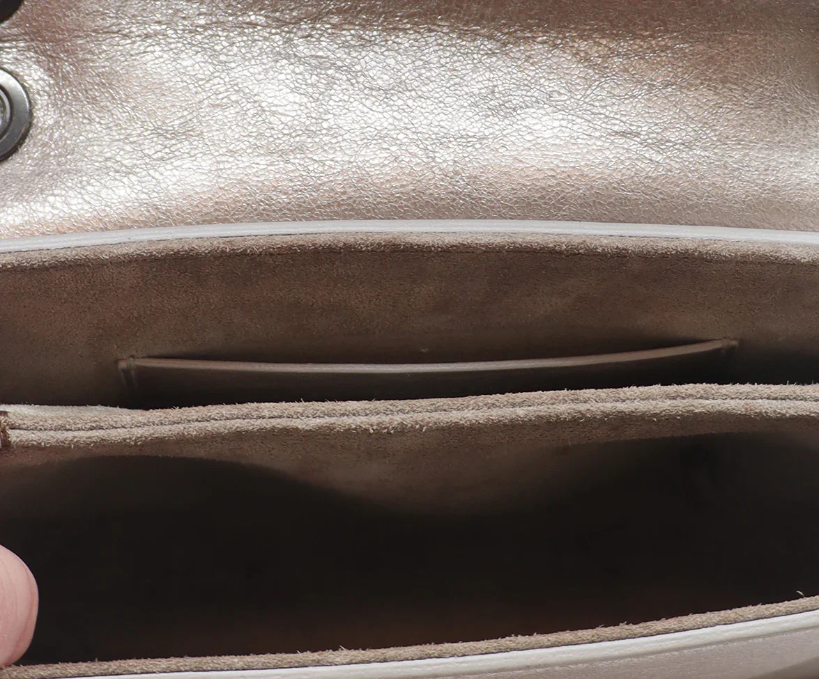 Brunello Cucinelli Metallic Silver Leather Shoulder Bag - Image 7