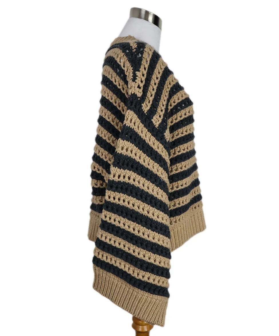 Brunello Cucinelli Tan & Grey Cashmere Knit Sweater sz 10 - Image 2