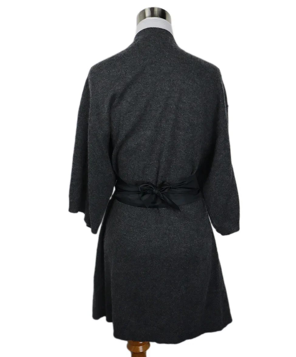 Grey Cashmere Cardigan With Belt Sweater sz 2 - Image 3