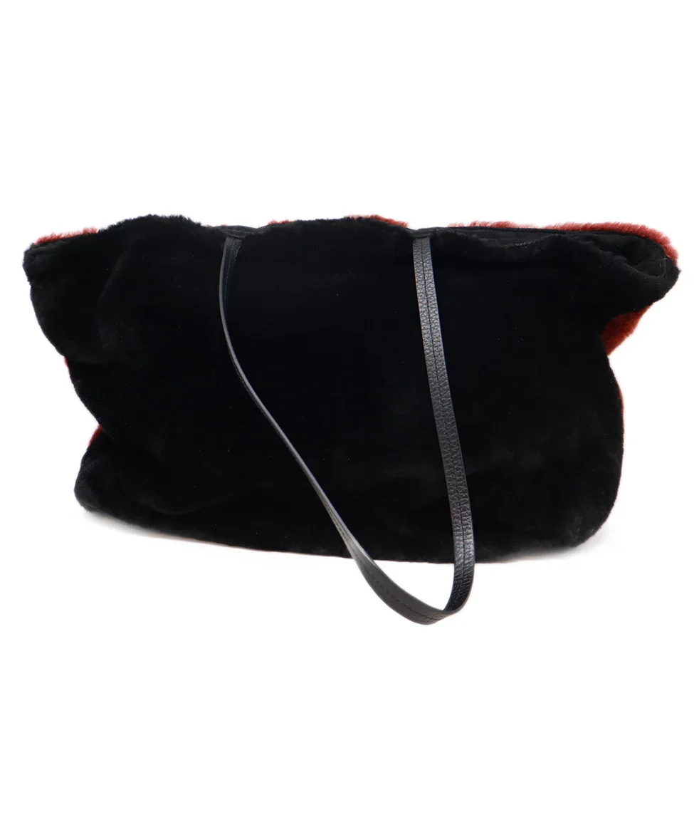 Carolina Santo Domingo Burgundy & Black Shearling Tote - Image 3