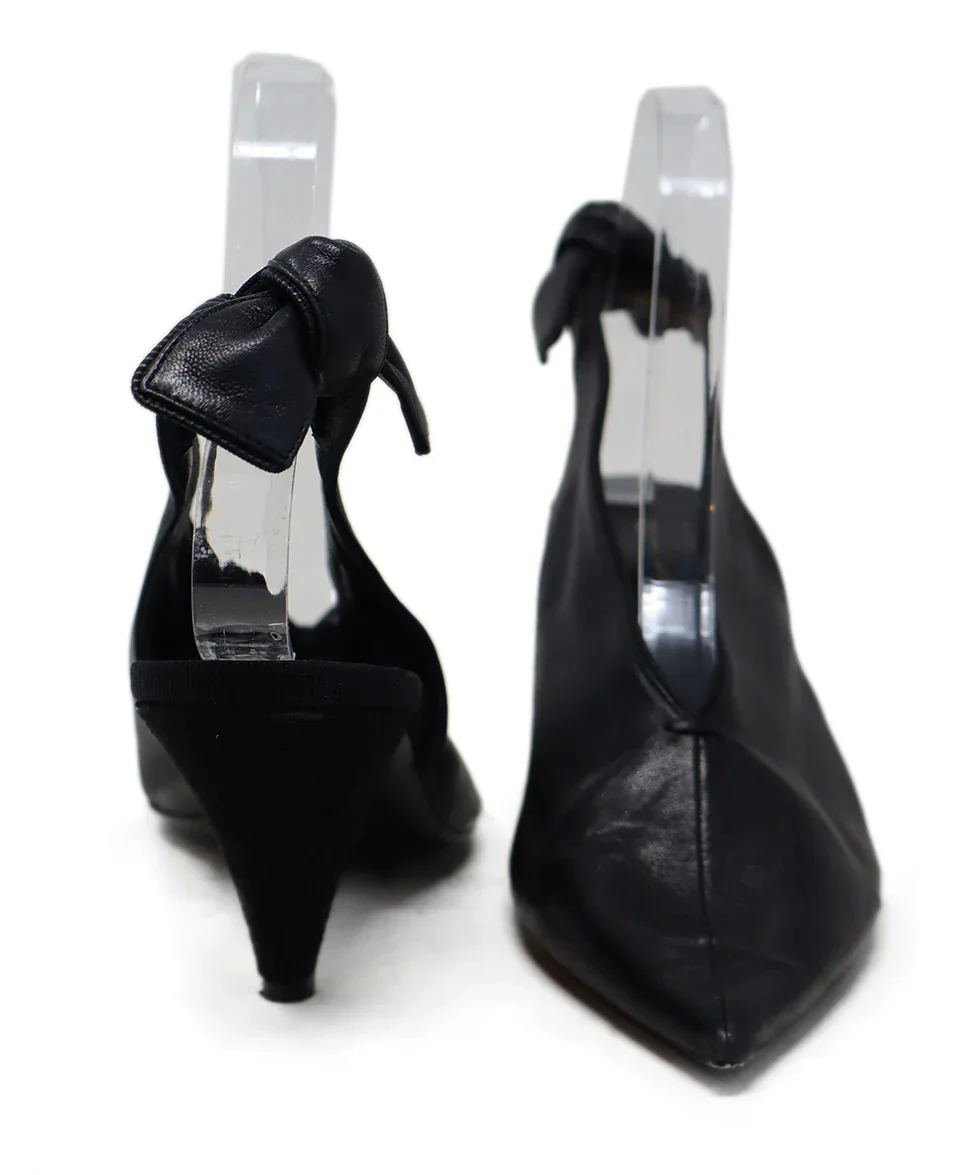 Celine Black Leather Bow Slingback Heels sz 6.5 - Image 3