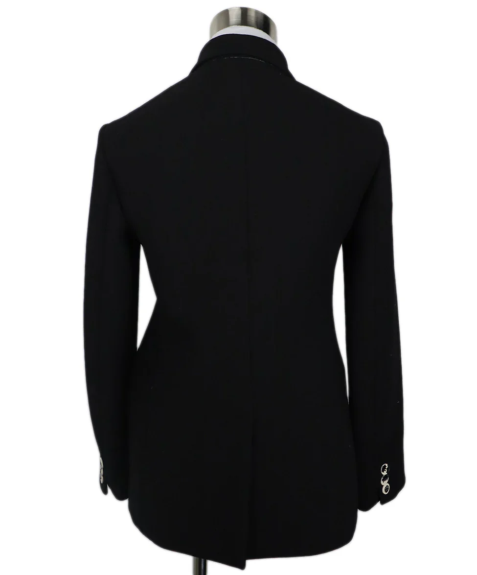 Celine Black Wool with White Buttons Jacket sz 2 - Image 3