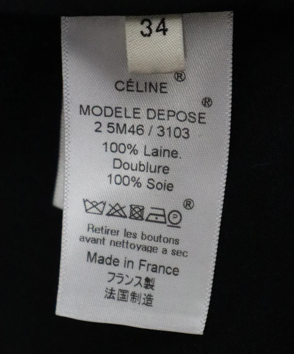 Celine Black Wool with White Buttons Jacket sz 2 - Image 5