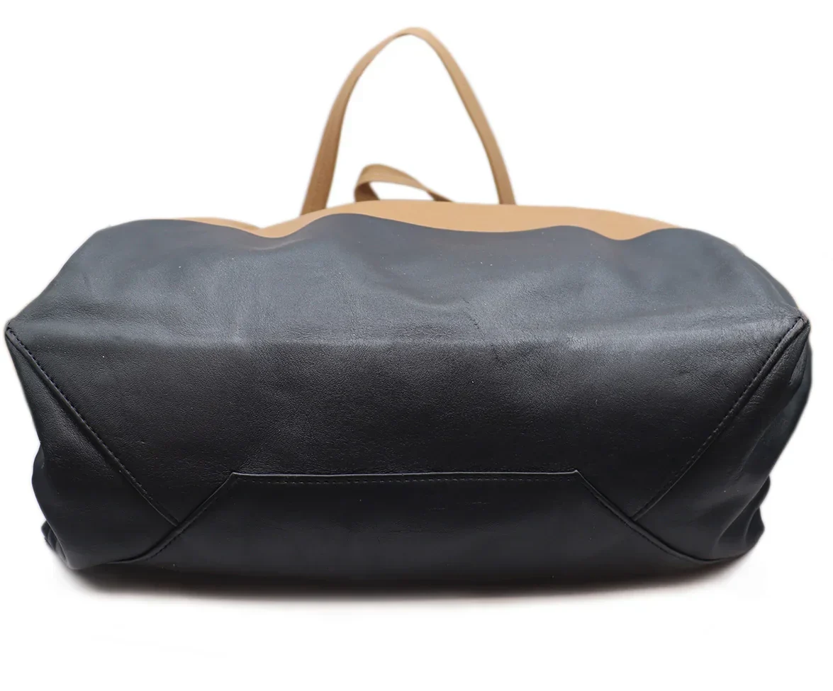 Celine Neutral Tan & Black Leather Handbag - Image 4