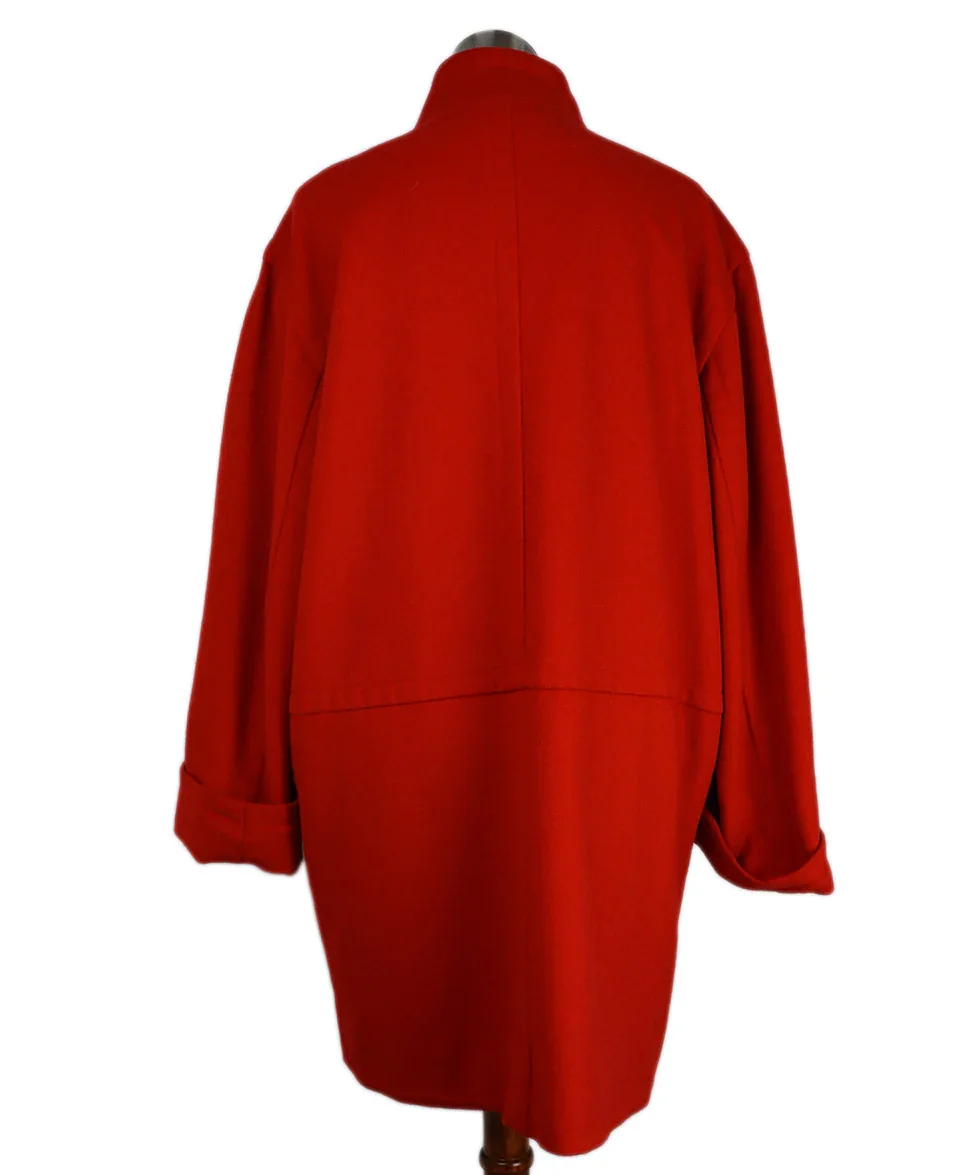 Celine Red Wool Coat sz 12 - Image 3