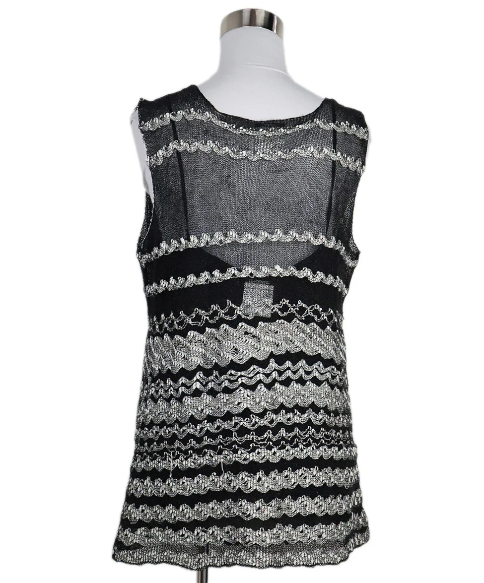 Chanel B&W Knit Sequin Top sz 10 - Image 3