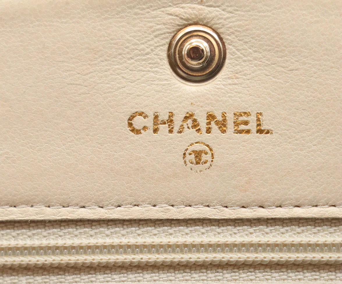 Chanel Beige Leather Wallet on Chain Crossbody Handbag - Image 10