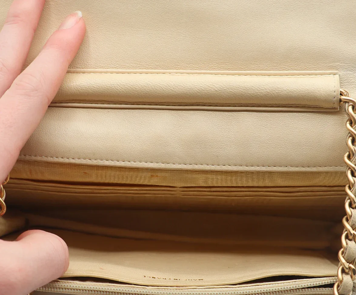 Chanel Beige Leather Wallet on Chain Crossbody Handbag - Image 7