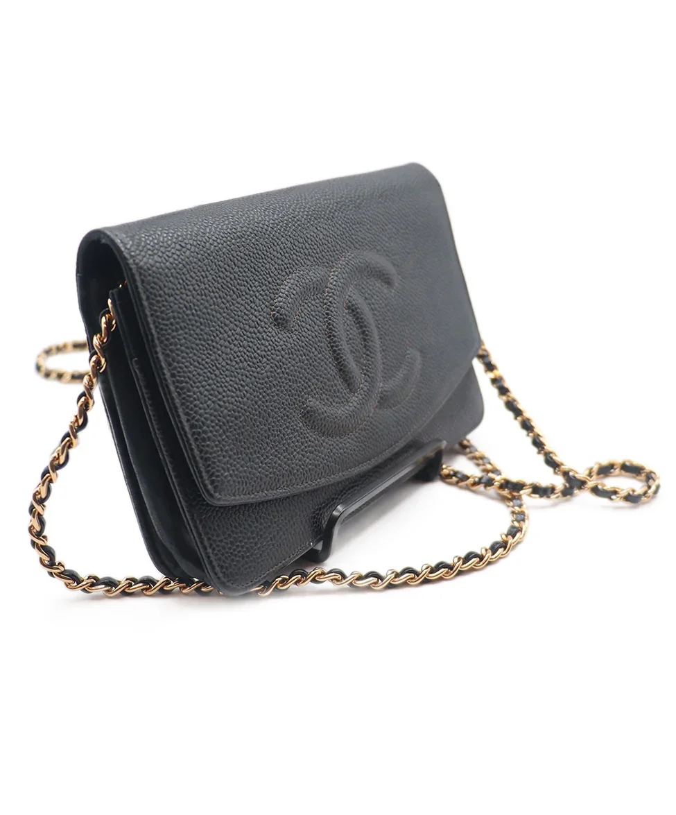 Chanel Black Crossbody Wallet on Chain Handbag - Image 2