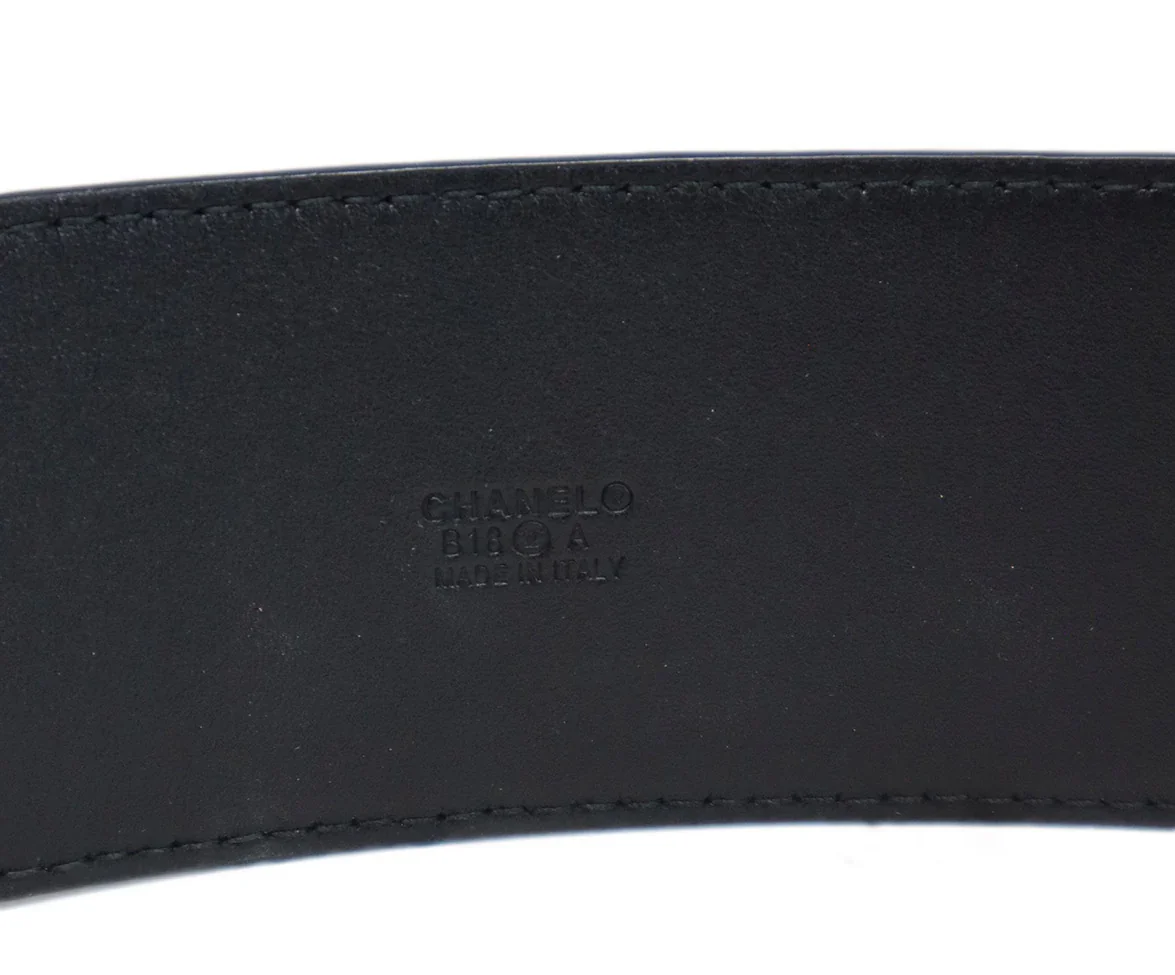 Chanel Black Patent Leather & Silver Buckle Belt - Image 6