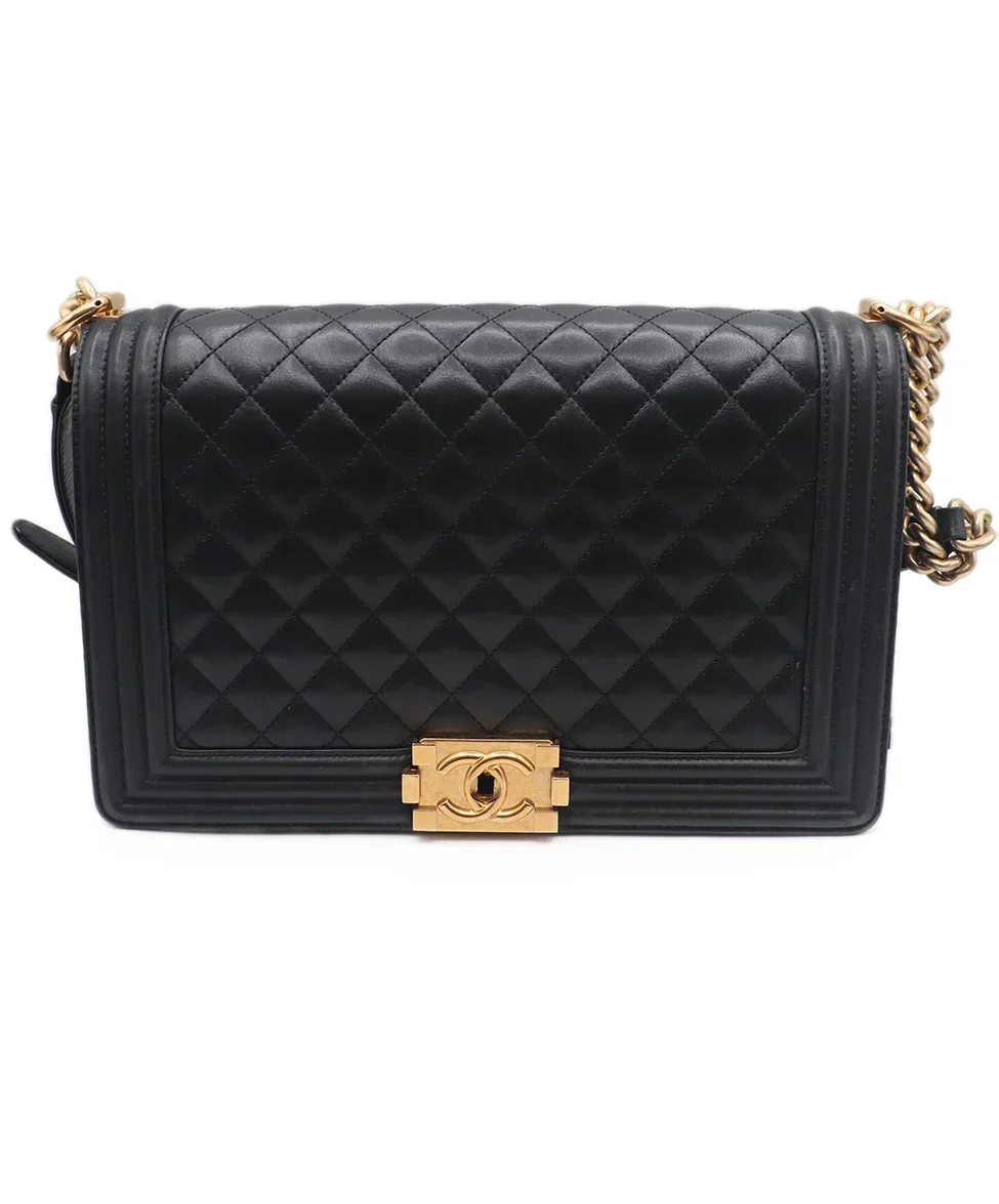 Chanel Black Quilted Leather Large Boy Bag Handbag