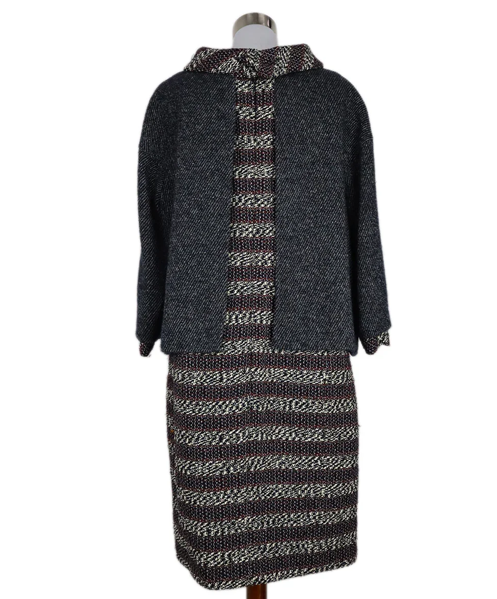 Chanel Blue White & Red Tweed Dress sz 14 - Image 3
