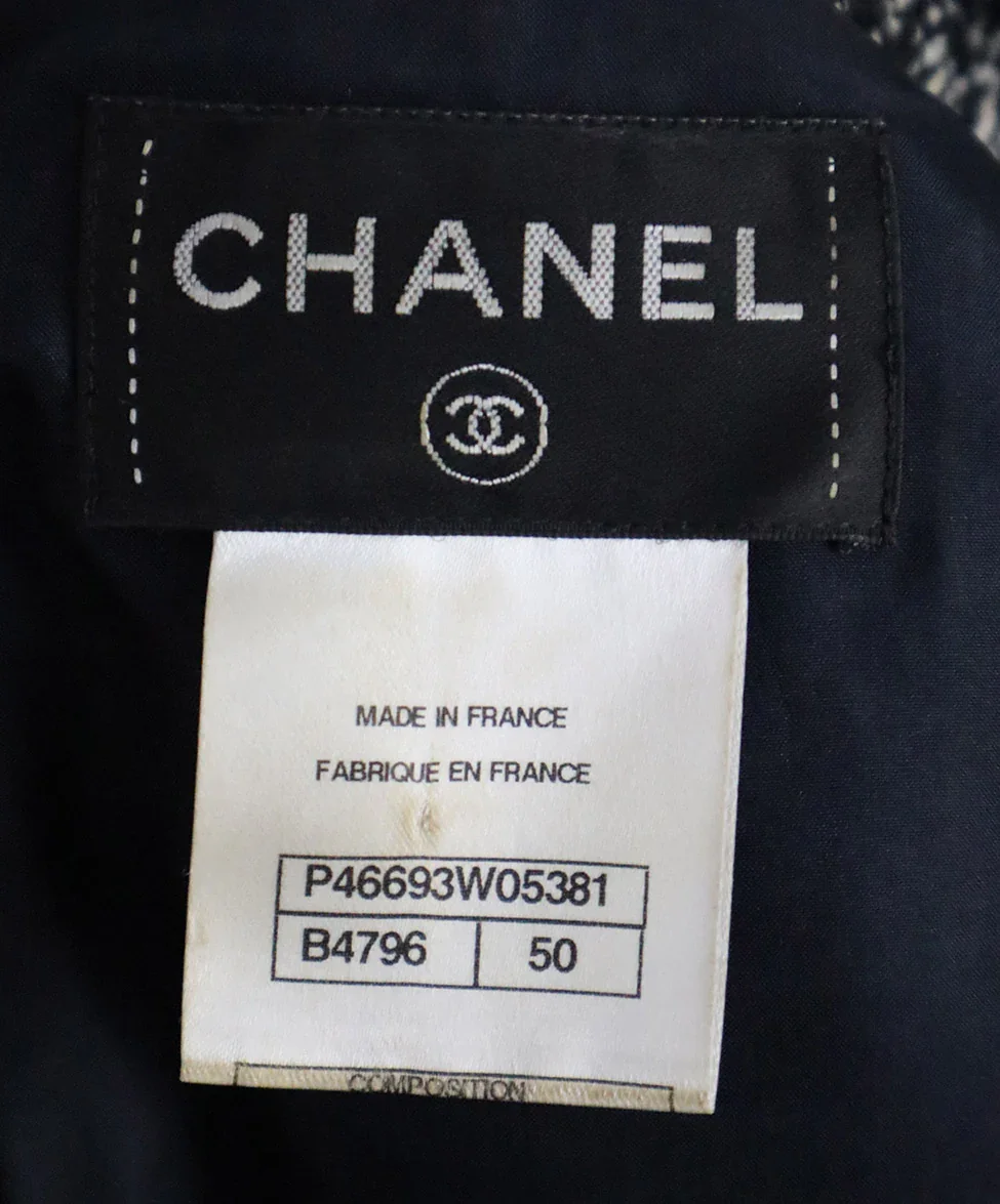 Chanel Blue White & Red Tweed Dress sz 14 - Image 4