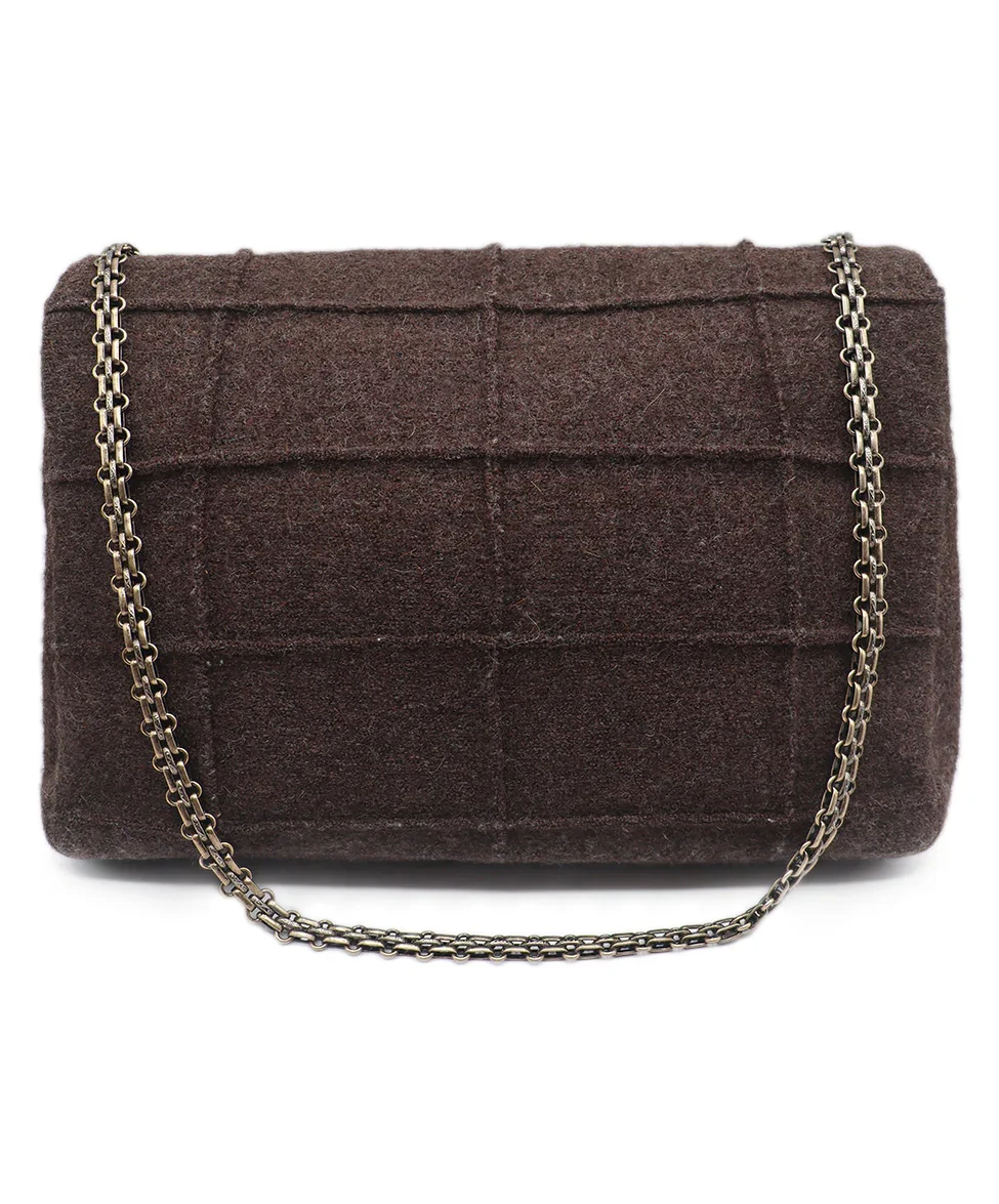 Chanel Brown Flannel Wool Handbag - Image 3