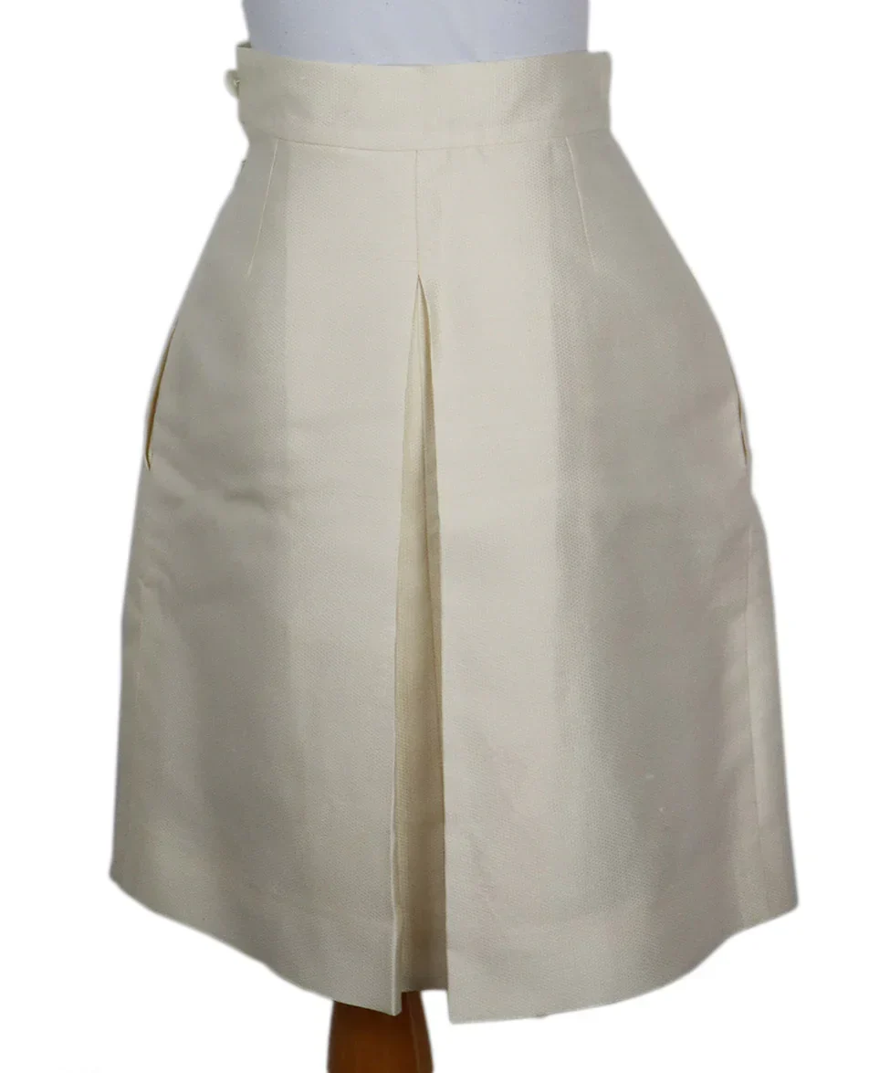 Chanel Ivory Silk & Cotton Skirt sz 4 - Image 3
