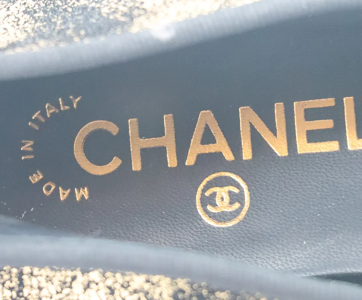 Chanel Metallic Gold & Black Ballet Flats Sz. 9 - Image 7